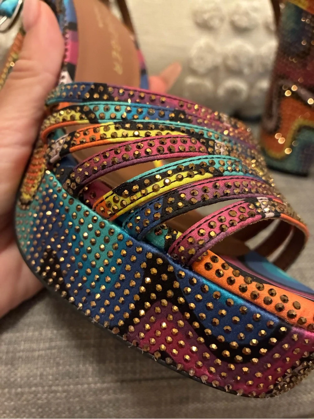 Kurt Geiger Multicolor Studded Platform Ankle-Strap Sandal